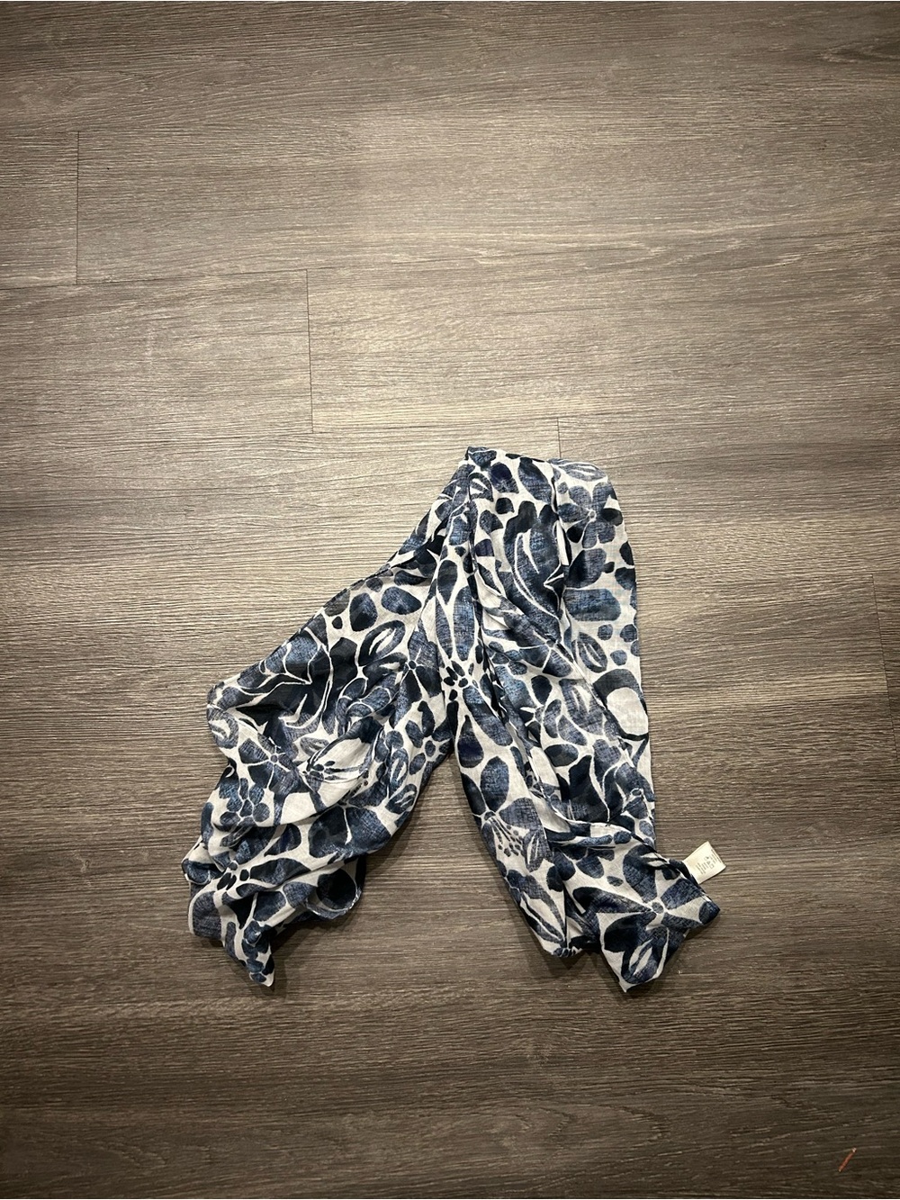 LOFT Navy and White Floral Print Scarf